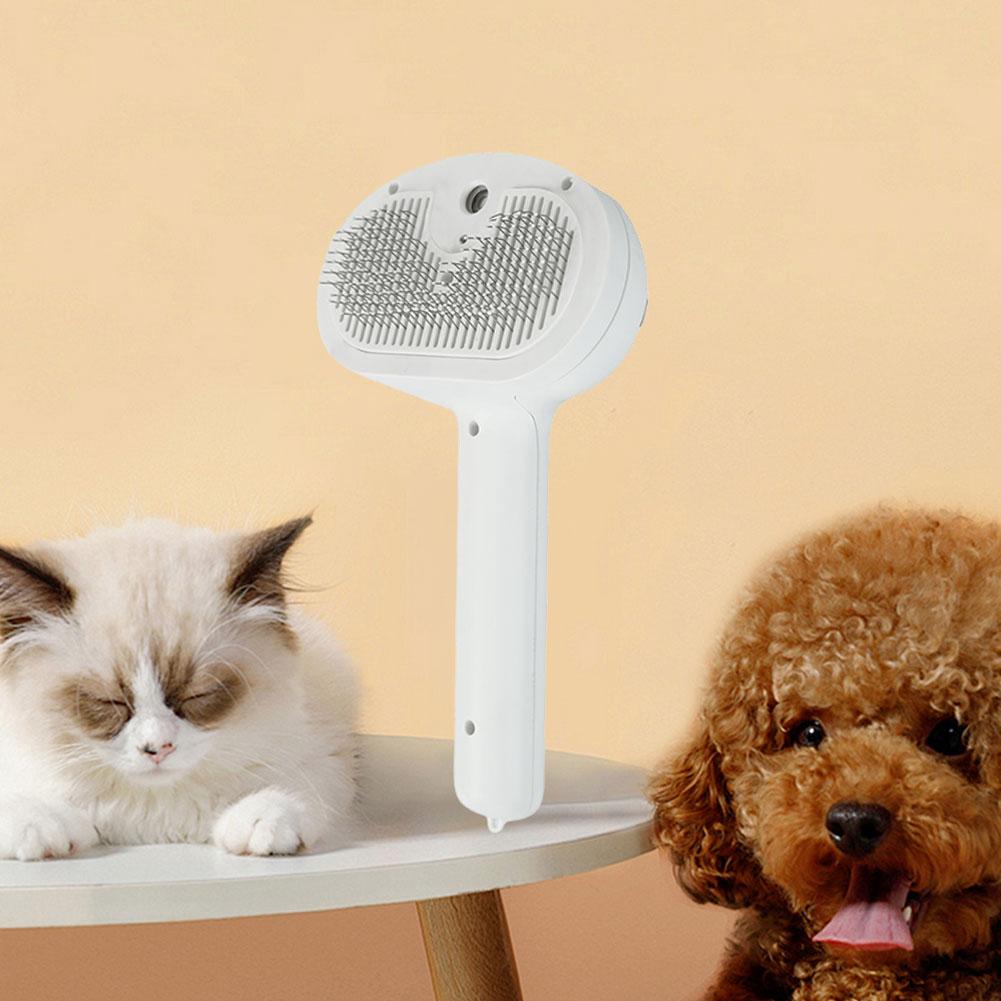 Cat Hair Brush with Release Button Cat Steamy Brush Rechargeable Massage Grooming Brush for Long and Short Hair Dogs and Cats