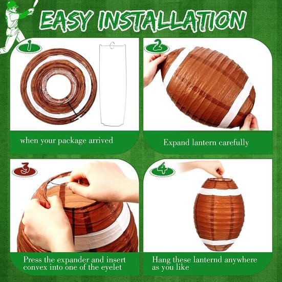 Football Paper Lantern Foldable Olive Shape Contrast Color Reusable Great Fidelity Party Decor Hanging Indoor Outdoor Paper Lantern Party Supplies