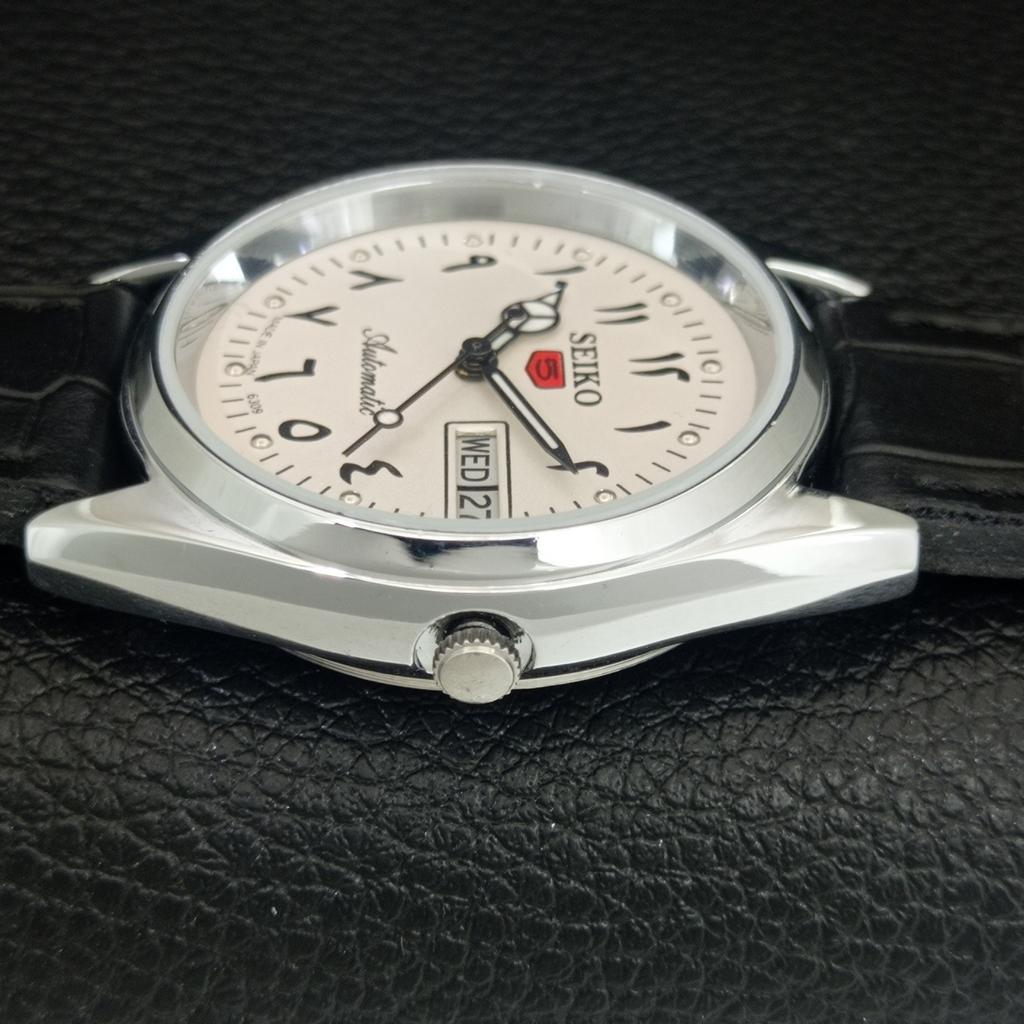 VINTAGE REFURBISHED SEIKO 5 AUTOMATIC 6309A JAPAN MENS WHITE WATCH a442442-4