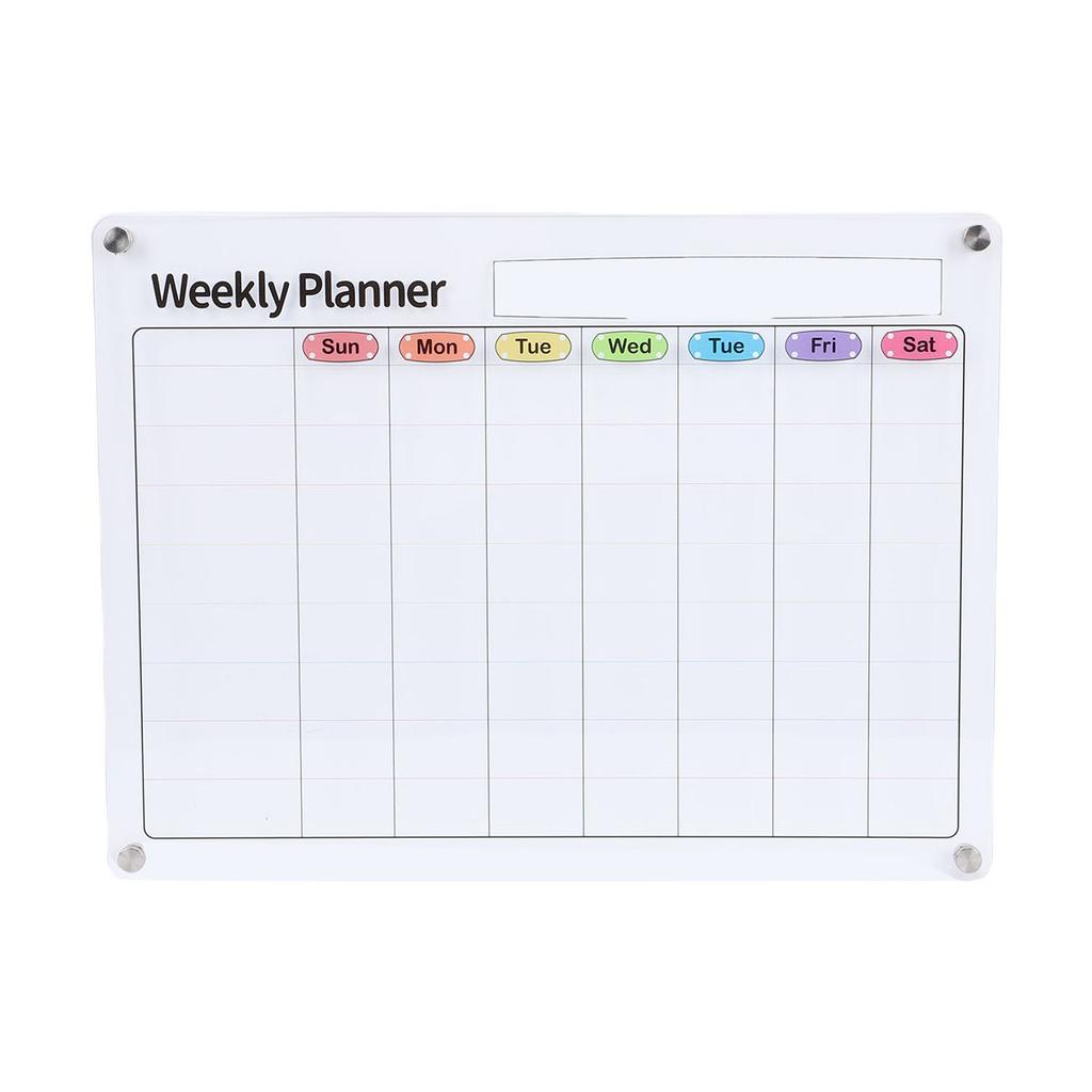 Acrylic Weekly Planner Transparent Colorful Magnetic Weekly Planning Board Memo Board for Home