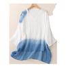 Women's Summer Retro Ink Splatter Batwing Sleeve Ramie Top