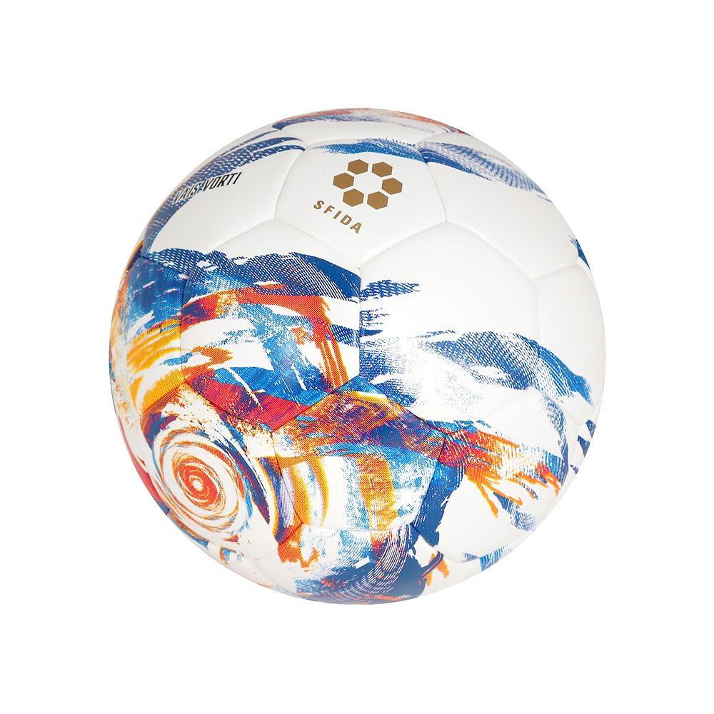 SFIDA VAIS VORTI JR Light Soccer Ball for Kids, Size 4 (Preschoolers), White/Blue