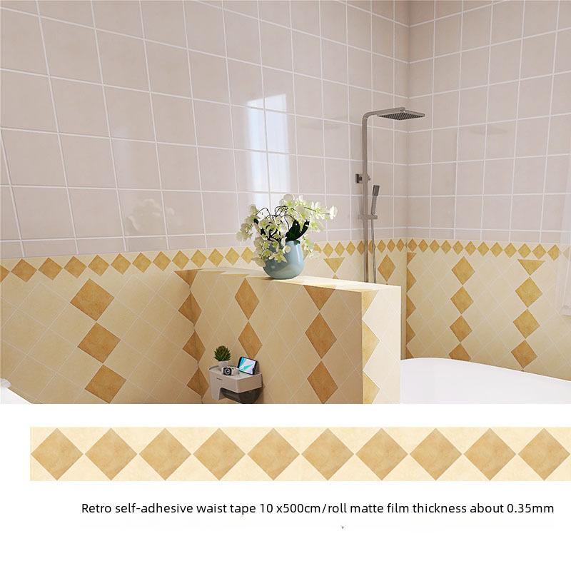 

Ретро геометрический плинтус, угловая наклейка на стену, ванная комната, офис, стекло, линия талии, домашний декор, водостойкий пол, волновод, художественные обои 10x500cm