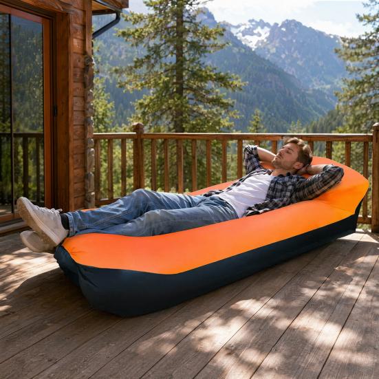 Sofá de Aire Inflable para Exteriores, Sillón Inflable Plegable Portátil, Silla Tumbona de Aire Ergonómica Anti Fugas para Exteriores, Playa, Senderismo, Picnic