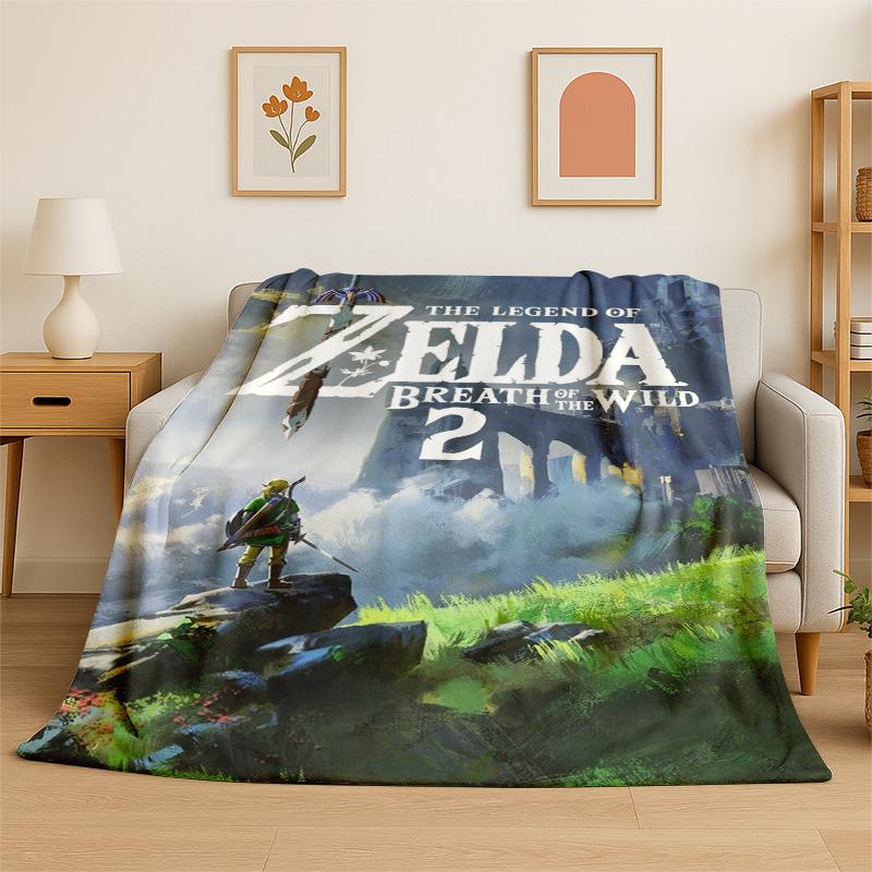 Classic Game Z-Zelda Cartoon Link Flannel Blanket Soft Warm Throw Blanket for Bedroom Living Room Bed Travel Camping Picnic