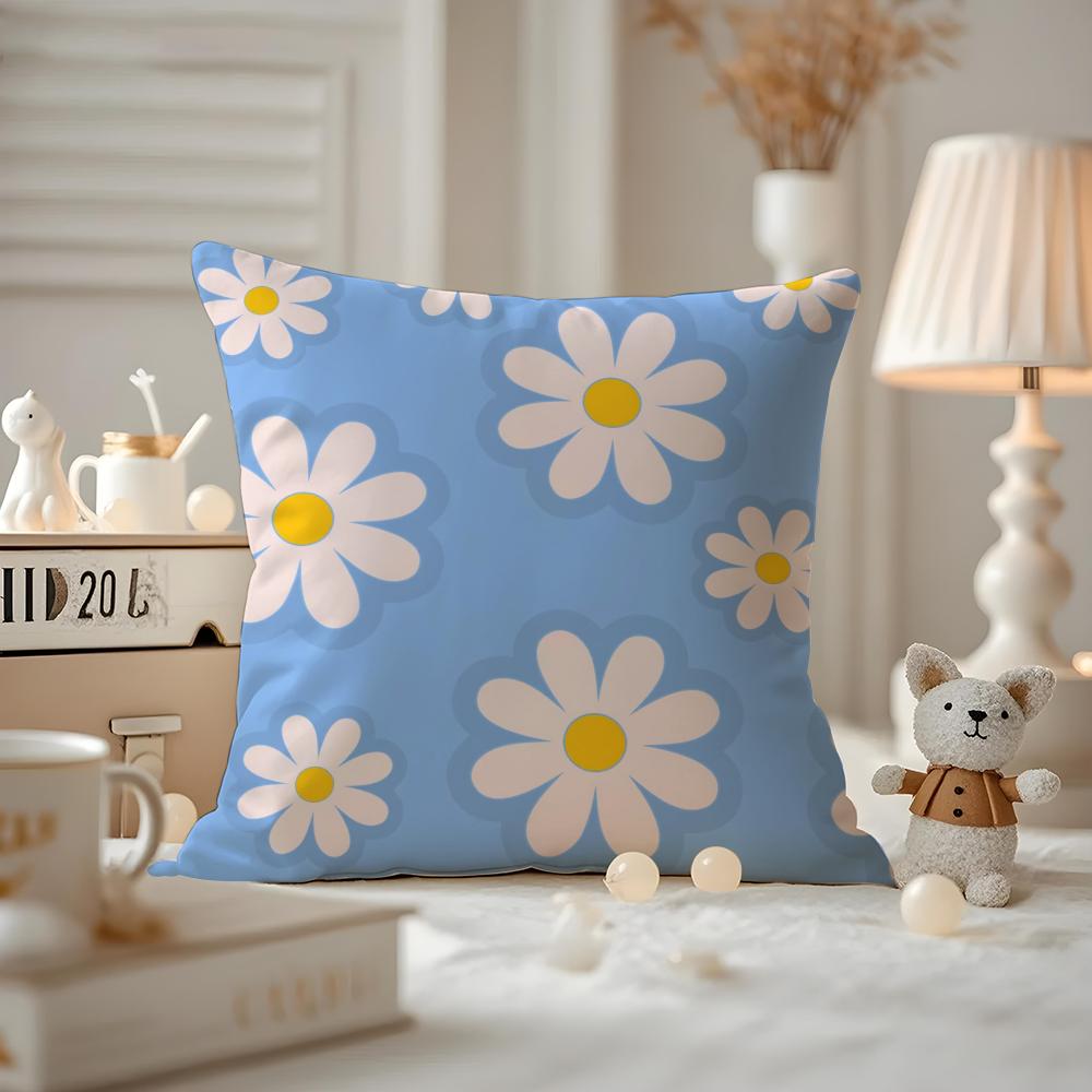 Romantisches Gänseblümchen-Frühlingskissenbezugmuster Bedruckter Kissenbezug für Wohnzimmersofa Kissenbezug & Schlafzimmerdeko