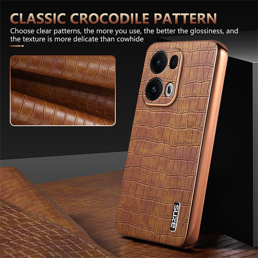 AZNS For Oppo Reno13 Pro 5G Case Electroplating Crocodile Texture PU + TPU Phone Cover