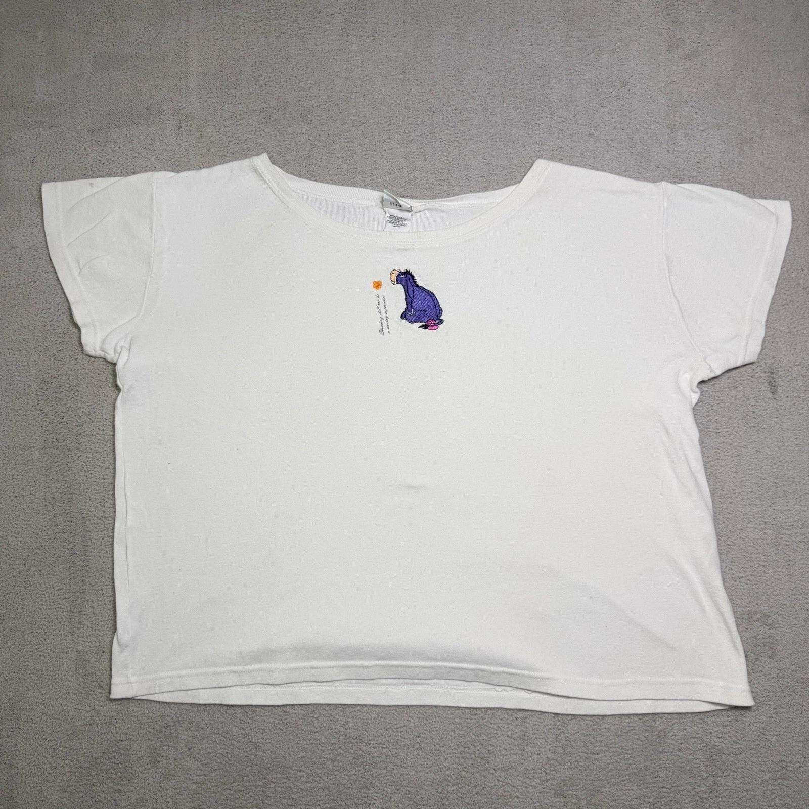 

Vintage Disney Shirt Women’s XXL Eeyore Embroidery White USA Made Short Sleeve S