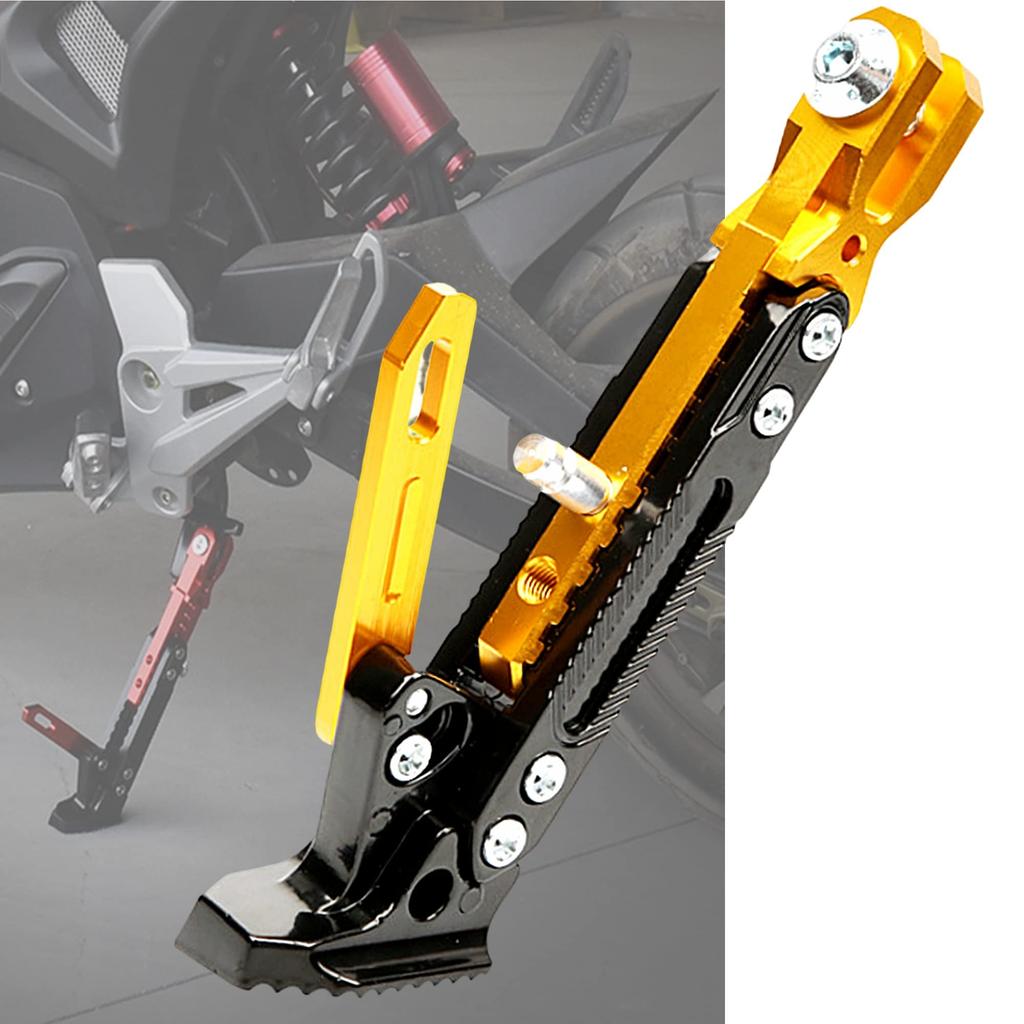 TradeWind Motorcycle Side Stand Maintenance Stand Kickstand Height Adjustable Aluminum Alloy (Gold)