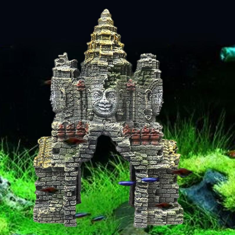 Ancient Cambodian Erawan Statue Fish Tank Landscaping Ornament Simulation Crafts