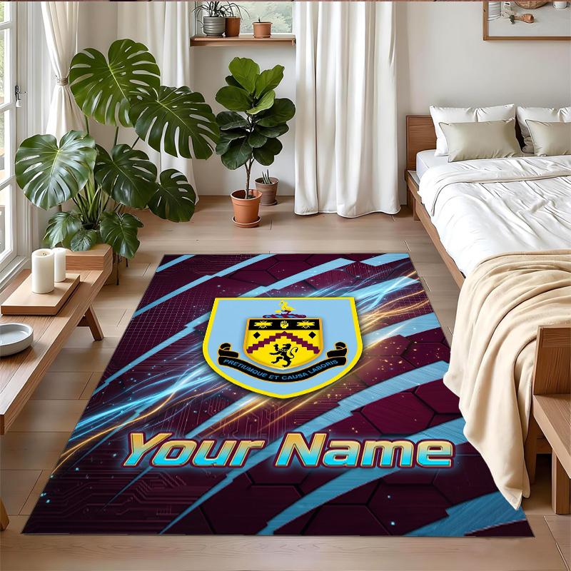 Crystal Velvet Rug Custom Name Text, Soft Non Slip Floor Mat Home DecorBurnley Football