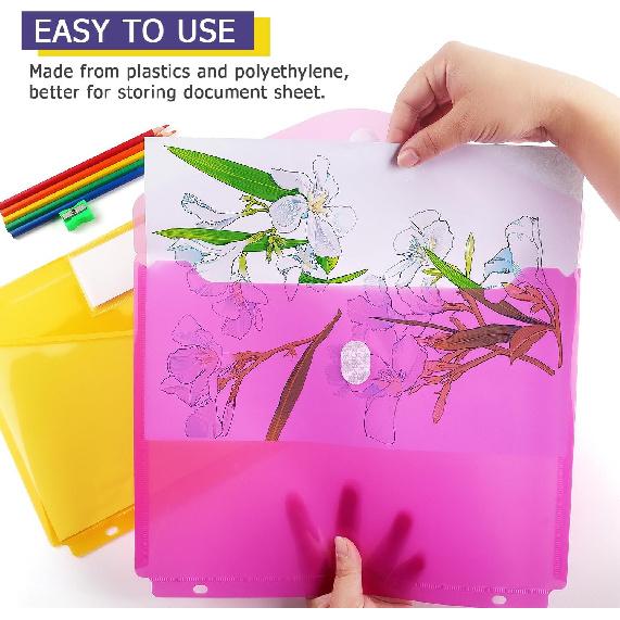 Tamaki 6 Pack Binder Pocket, Plastic Folders with Label, Binder Organizer, Binder Dividers with Pockets, Letter Size, Assorted Colors