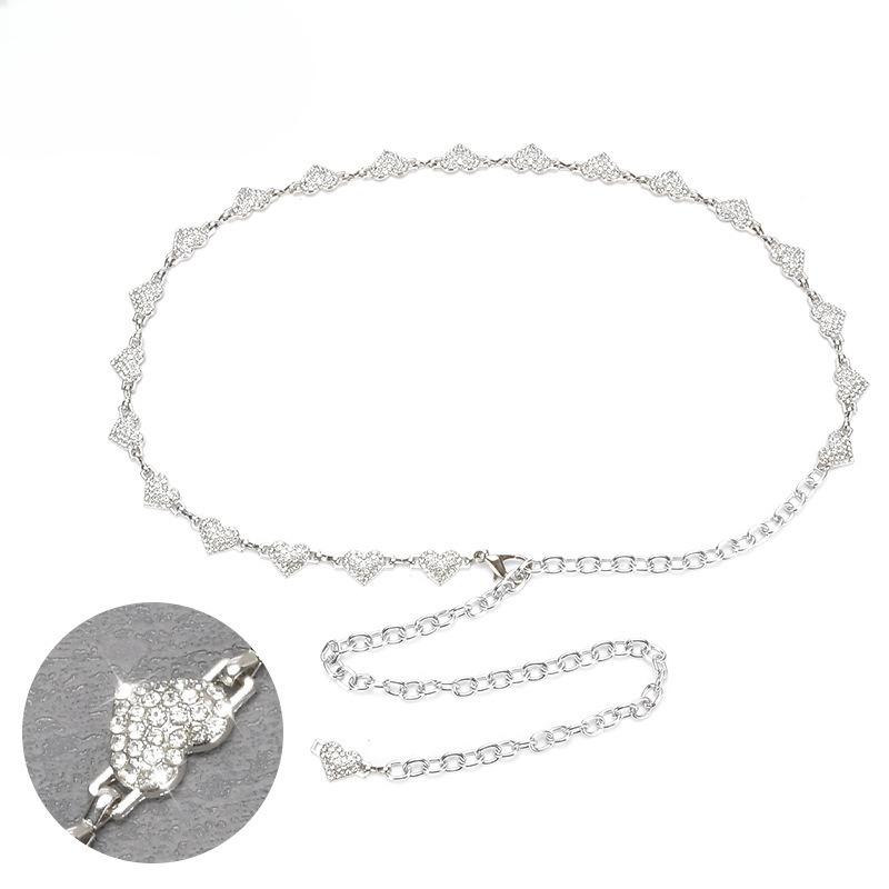 

Декоративная цепочка на талию для женщин, персонализированный тонкий металлический ремень, инкрустированный стразами и жемчугом в форме сердца, аксессуары для платья, цепочка, облегающая талию