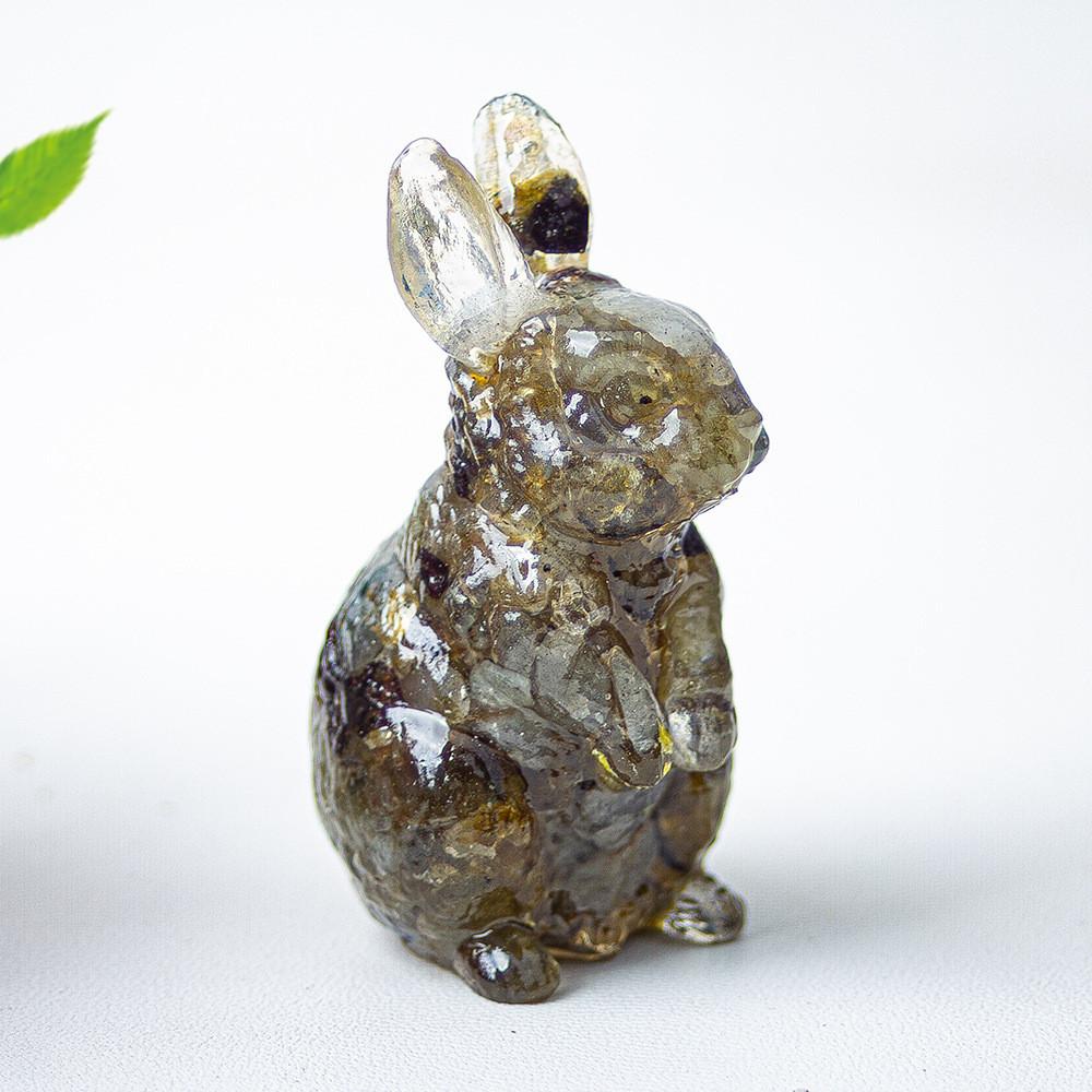 Resin Crystal Standing Bunny Decor For Home Office Gift Collectible