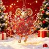 Artificial Rhinestone Goat Pendant 2D Flat Animal Hanging Decoration  Christmas Tree Ornament