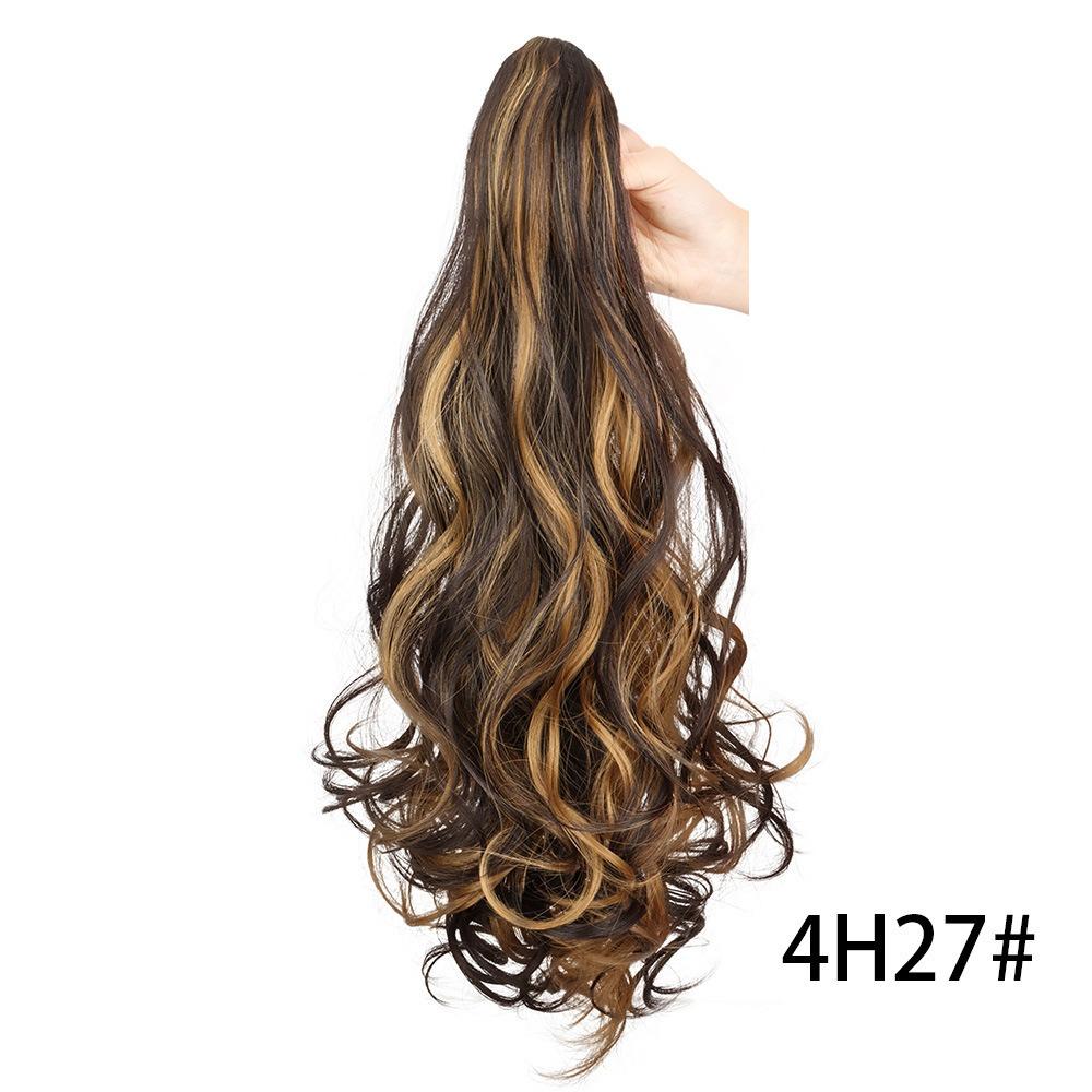 Corn Perm Long Wavy Curly Ponytail Ombre Pony Tail Hairpiece Claw Clip Ponytail Wig Daily