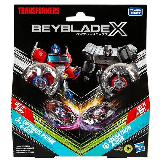 Beyblade X Transformers Collaboration Optimus Prime 4-60P vs Megatron 4-80B Multipack Set with 2 Top