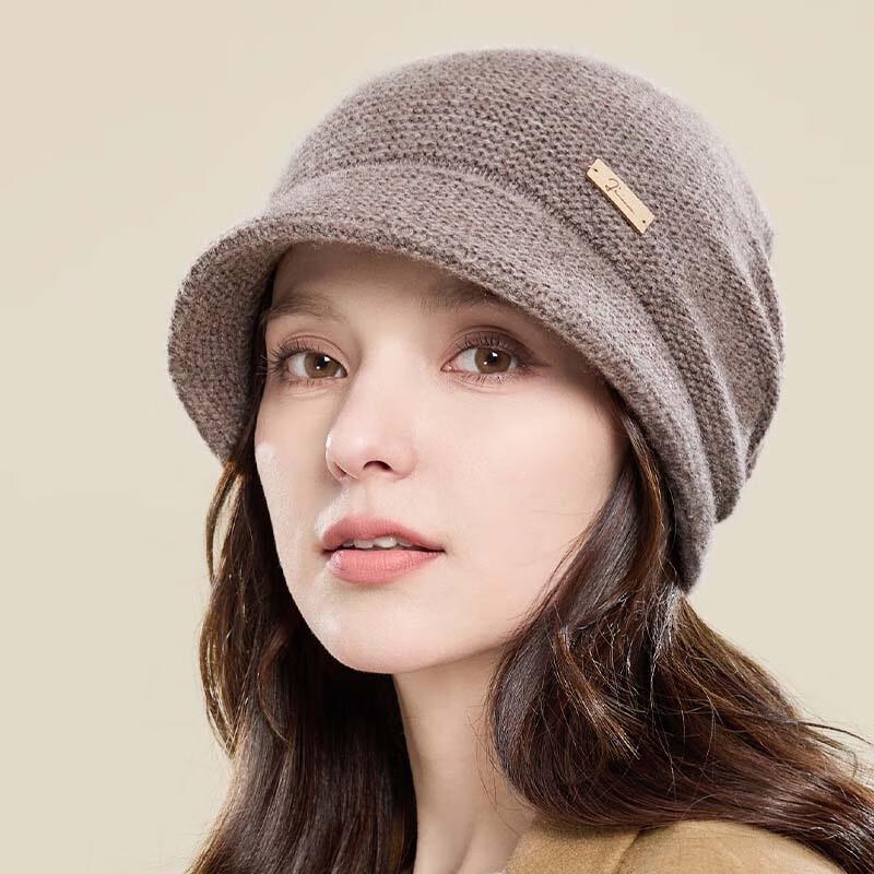 JIUMU Women s Warm Knitted Wool Bucket Hat One Size