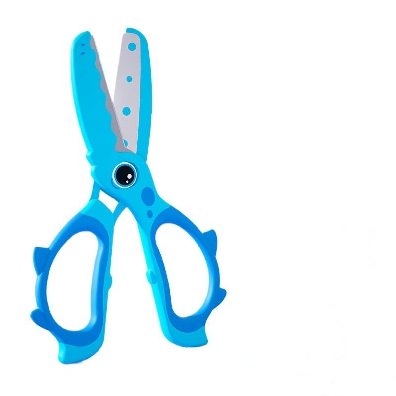 

M&g 135mm Scissors Labor Saving Hand Protector Cartoon Handmade Paper Scissors For Kids Small Dinosaur Blue Pink
