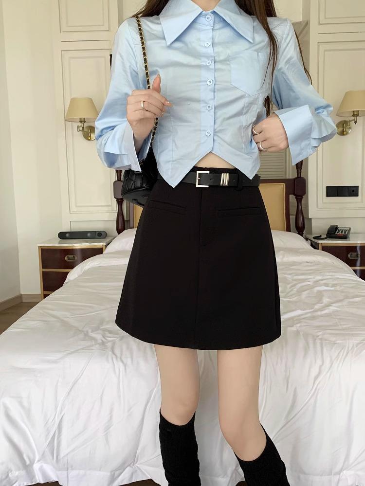 Spring 2024 Women's High-Waist A-Line College Style Mini Skirt