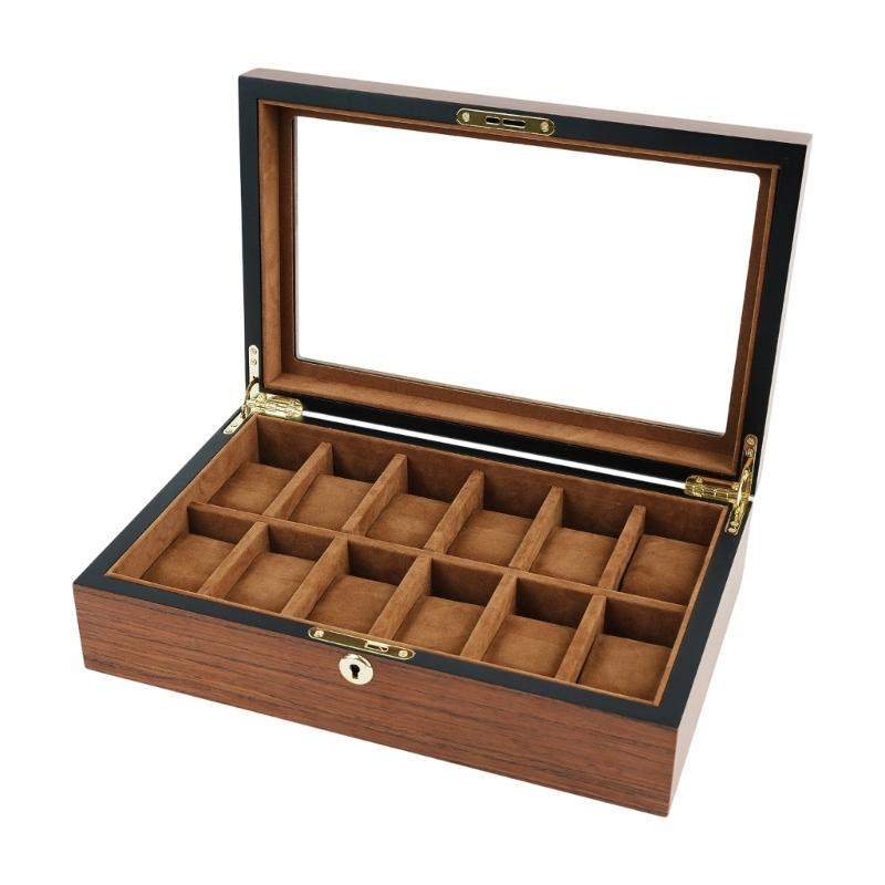 Elegant Wooden Watch Box With Soft Lining And Visible Top Holds 6 10 Or 12 Timepieces Minimalist Watch Organizers
