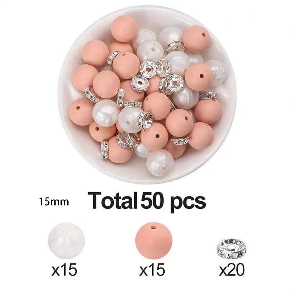 50/100PCS mixed silicone beads, 12mm/15mm DIY craft beads, suitable for keychains, bracelets, necklaces, and jewelry making