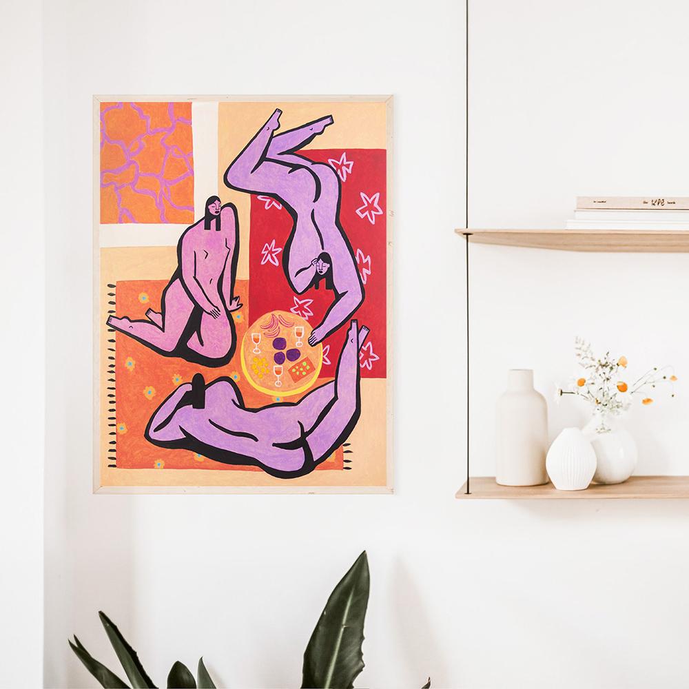 Abstract Feminist Sexy Woman Body Drinking Wine Art Wall Canvas Painting Pictures Female Poster and Print for Bedroom Home Decor