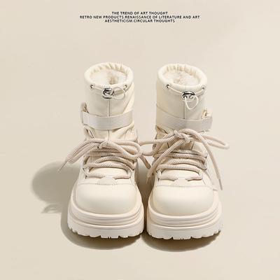 Snow Boots Women's 2025 Winter New Velvet Thickened Cotton Shoes Platform Non-slip Fried Street Fashion Martin Short Boots Snow Boots