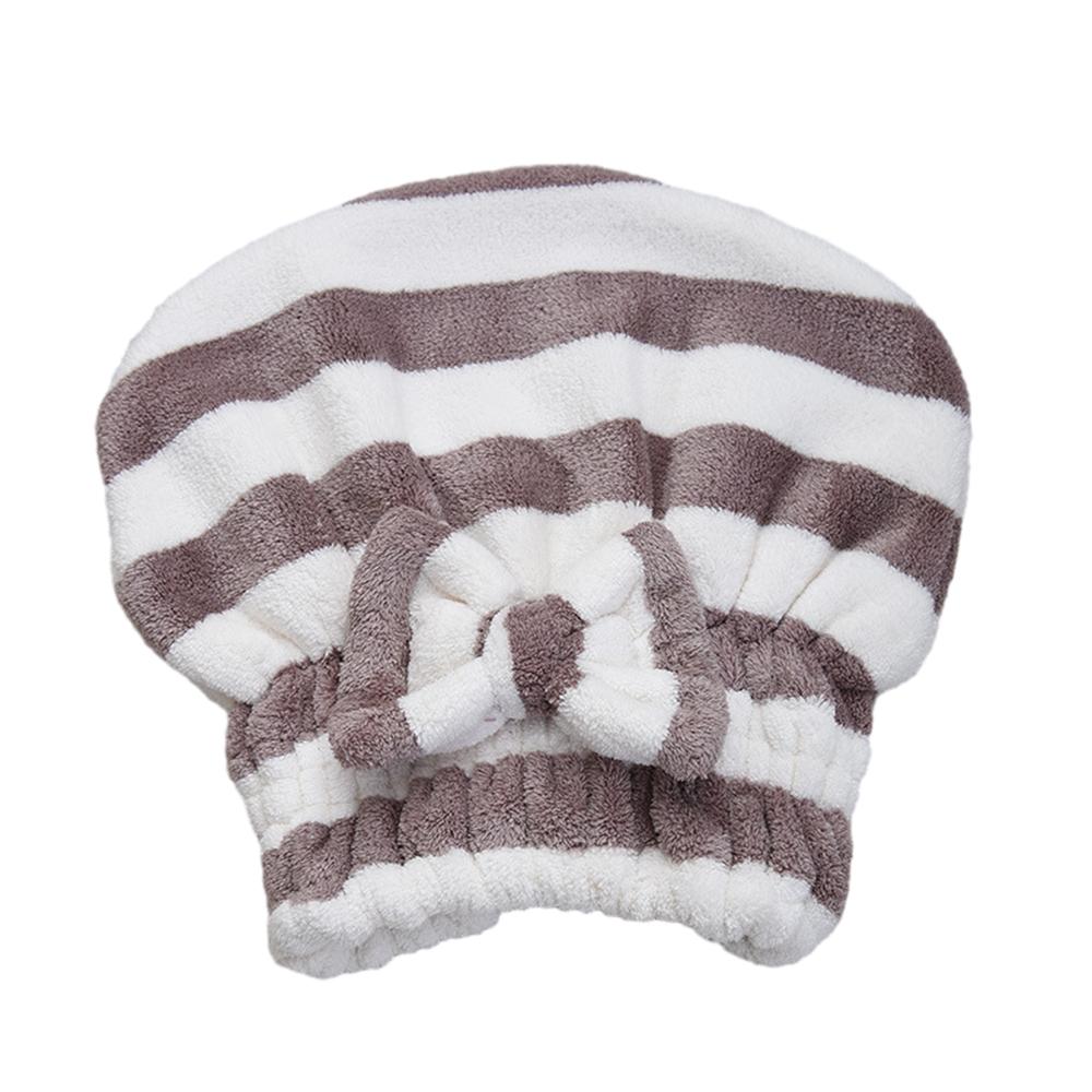 

Coral Velvet Dry Hair Bath Cap Cute Bow Tie Plain Striped Style Fashionable Cap кавовий