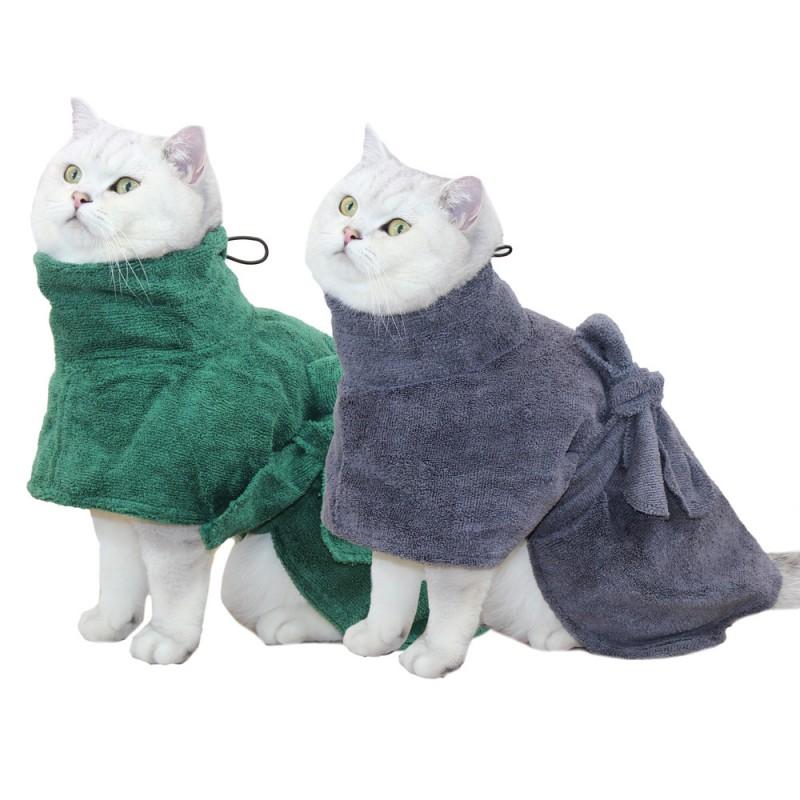 Quick-Dry Pet Hooded Towel Robe Super Absorbent Microfiber Dog Cat Bath Wrap Small Medium Large Breeds