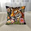 Embroidered Tiger Throw Cushion Covers Chair Living Room Pillowcase Cozy Zipper Sofa Pillow Covers Bedroom Indoor Home Decor