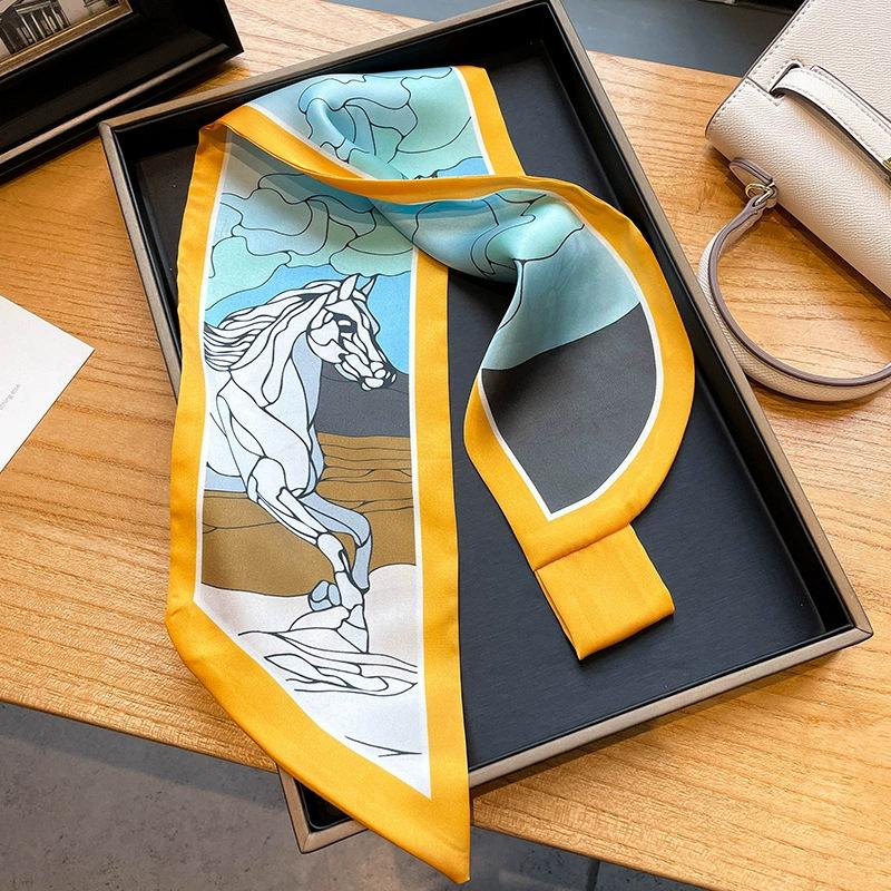 Fashion new cross small silk scarf women's headband Korean version spring, autumn and summer professional scarf small scarf square scarf headband