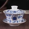 Extra Large Jingdezhen San Cai Gaiwan Ceramic Tea Set for Gongfu Eight Treasures Brewing, Ideal for Office and Home Use.