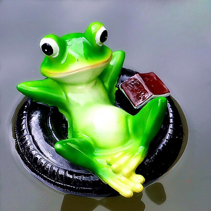 Resin Floating Frog Turtle Fish Pond Flowing Water Fountain Water Surface Lotus Flower Decoration Resin Crafts Floating Crafts