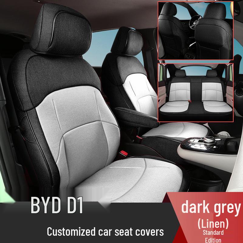 

Four Seasons Breathable Linen Five-Seat Car Cushion for BYD D1 - Full Surround Cover Half Rear Coverage