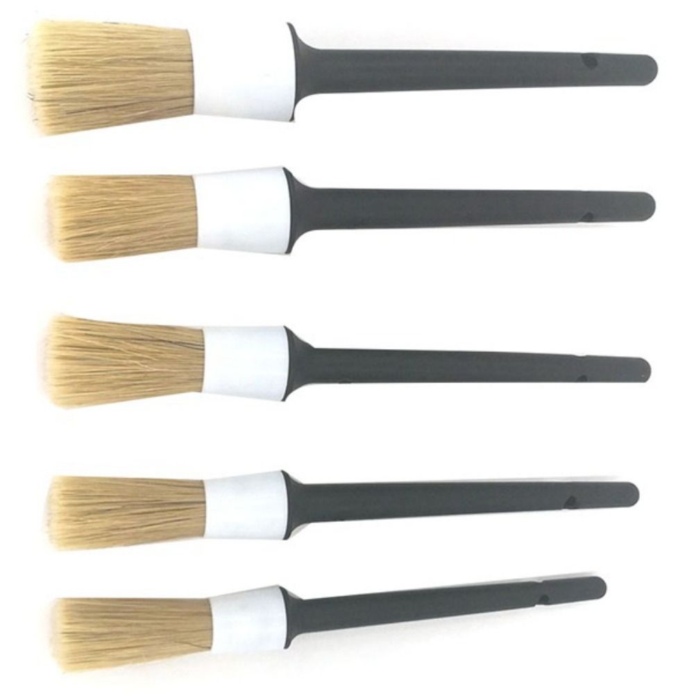 Boar Hair Bristle Car Detailing Brush Set Ultra Soft Car Detail Brushes  Rim Cleaning