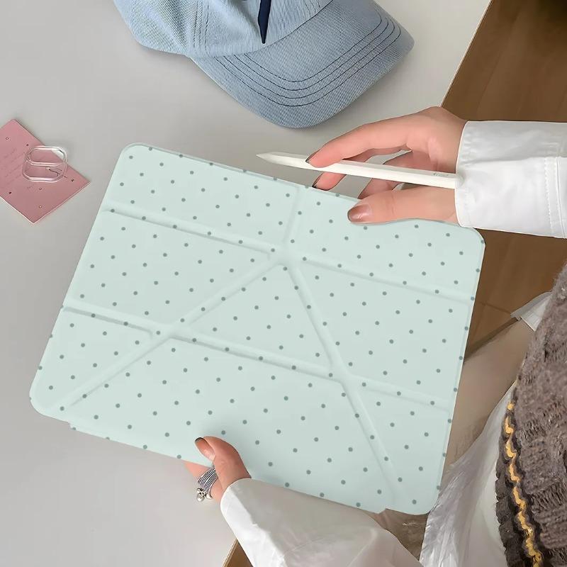 Pencil Slot Funda Case for Ipad 2017 10.5 Inch Pro 11 2nd 3rd 4th IPad 10th Generation 10.2 9th 8th 7th Green Polka Dot Print
