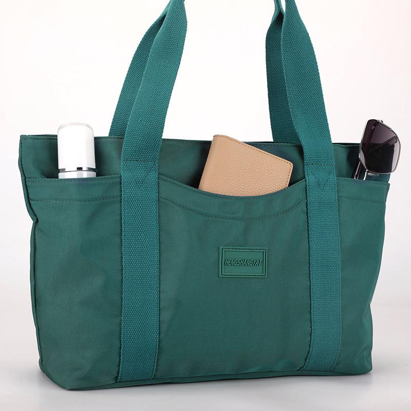 Women's Nylon Bag Large Capacity Tote Bag Multi-Pocket Lightweight Water-Repellent Handbag