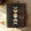Vintage leather journal, Moon Phase Handmade Fat Leather Journal, Blank spell book of shadows, Sketchbook, Gifts For Him Her