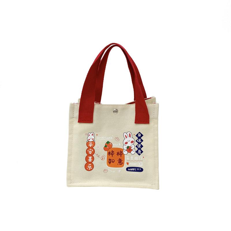 New canvas women's bag persimmon ruyi handbag small square bag fashion casual cute handbag cartoon handbag