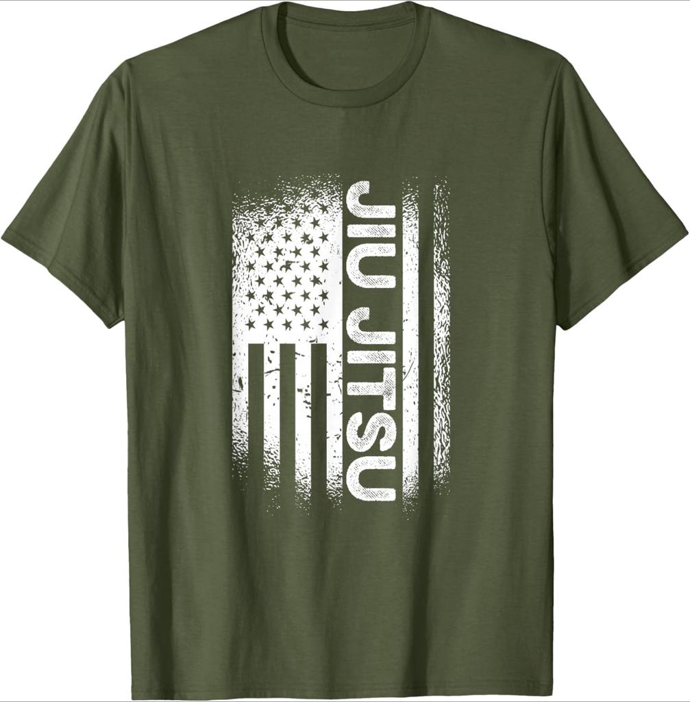 Jiu Jitsu American Flag Brazillian Ju Jitsu design100 cotton summer casual Oneck short sleeve printed mens Tshirt