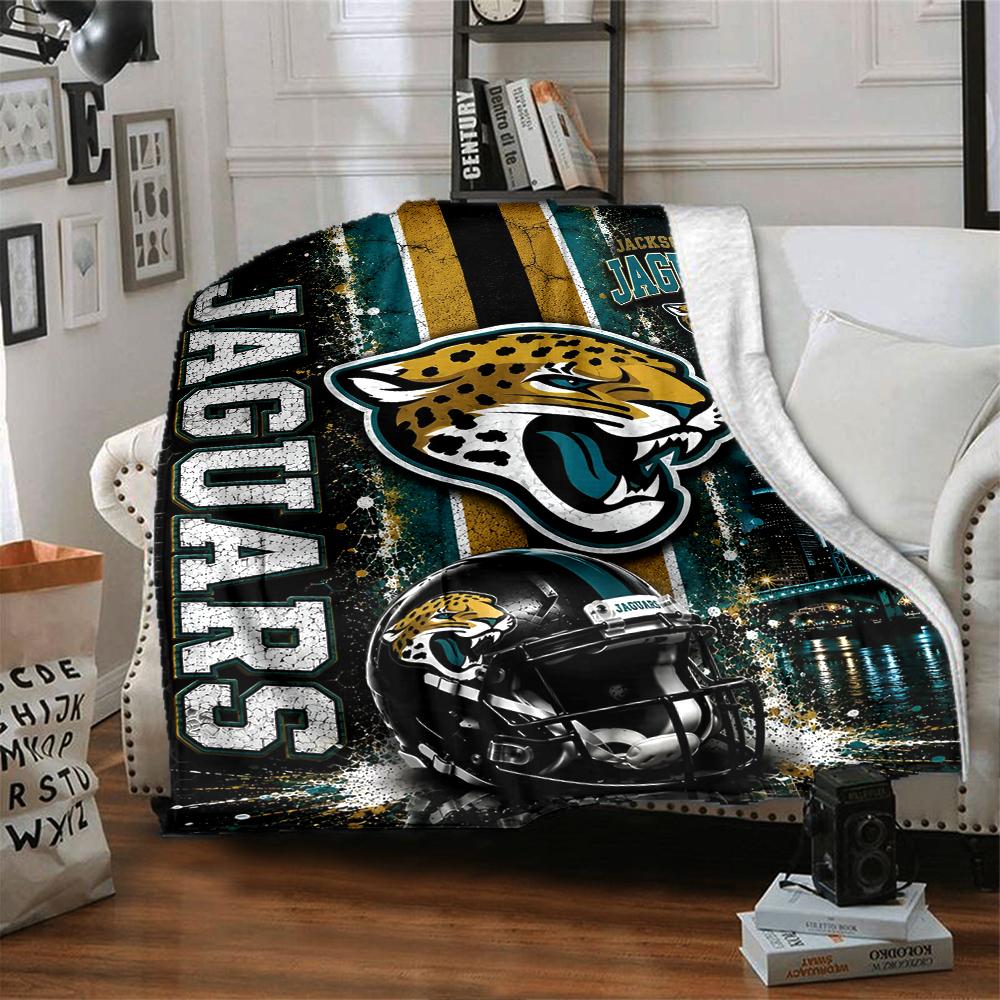 Jacksonville Jaguars Theme Printed Blanket - Perfect for Couch, Bed, Travel & Outdoor Use | Machine Washable, Cozy & Durable.