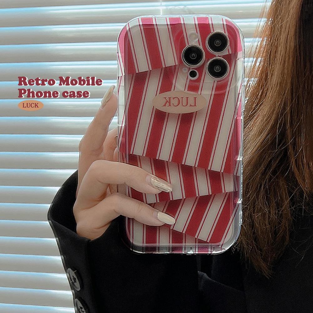 Creative Striped Iphone14 Apple 16 Phone Case 15pro Premium Feel 12 New Model 11 Suitable for 13pro Max