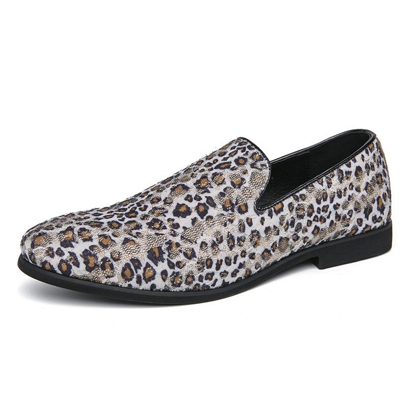 Men s Large Size Leopard Print Leather Loafers (38-46) - Slip-on Driving Shoes 46 чёрный