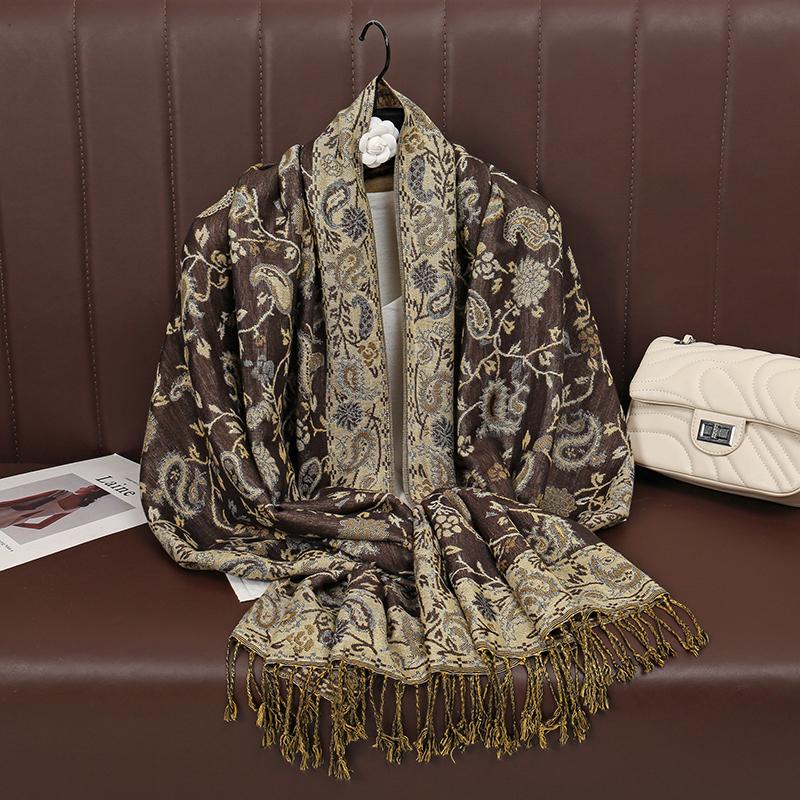 Foulard Paisley Imprime Design Hijabs Pour Femme Cachemire Pashmina Chale Dame Enveloppement Chaud Hiver Foulards Femme