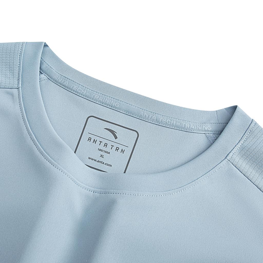 Anta Plain Round Neck Short Sleeve Sports T-Shirt Comfortable Breathable Versatile Running Fitness Basketball Training Simple Men Tops 952627103-7