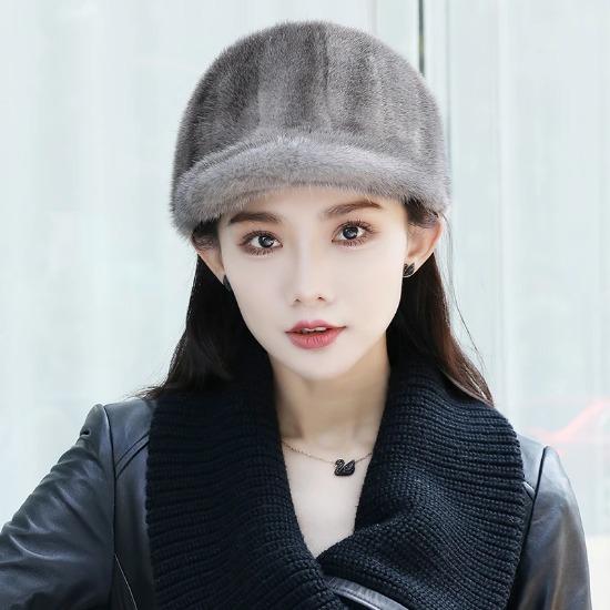 Real Mink Fur Hat Winter Women Keep Warm Genuine Mink Fur Hats Natural Quality Female Fashion Mink Fur Cap Lady Outdoor Cap