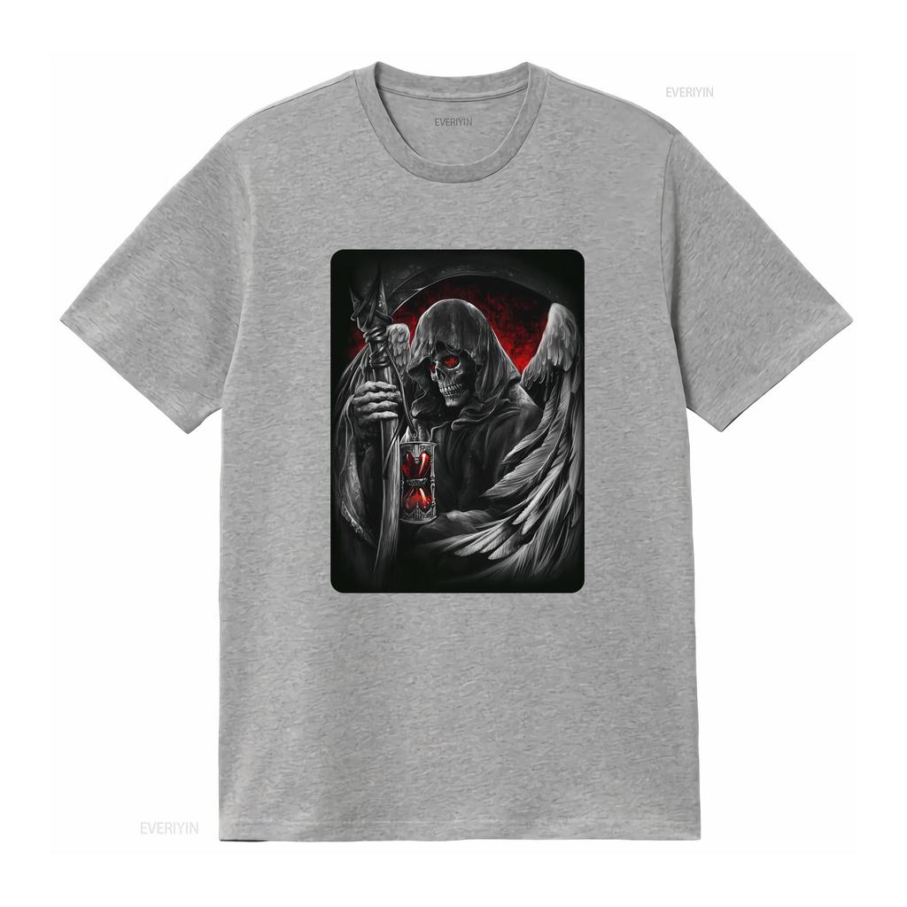 The Grim Reaper With a Scythe T Shirt Demon Skull Biker Gothic Heavy Metal vintage Washed Stylish Top For Everyday Wear fashion