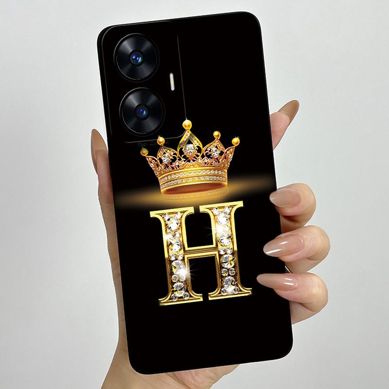 For Realme C55 RMX3710 Luxury Crown Letters Cover Soft Silicone Phone Case For Realme Narzo N55 C 55 RealmeC55 NarzoN55 Bumper