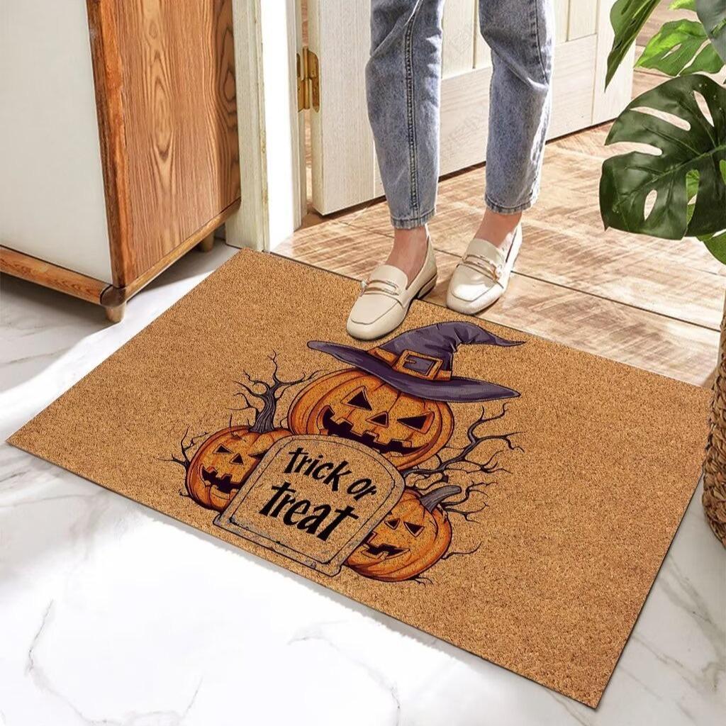 Halloween Jack Pumpkin Carpet Party Festival Living Room Sofa Bedroom Study Kitchen Entrance Door Rug Non-Slip Home Decor Mat